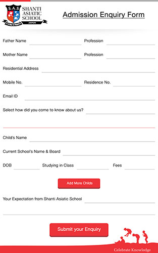 Dynamic Creative Minds / Shanti Asiatic School - Jaipur / Admission